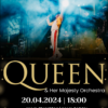 Po lewej stronie plakat wydarzenia Golden hits of Queen &Her Majesty Orchestra, szczegóły są zawarte w stronie internetowej