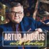 Po lewej stronie znajduje się plakat wydarzenia Artur Andrus recital kabaretowy, szczegóły są zawarte w stronie internetowej