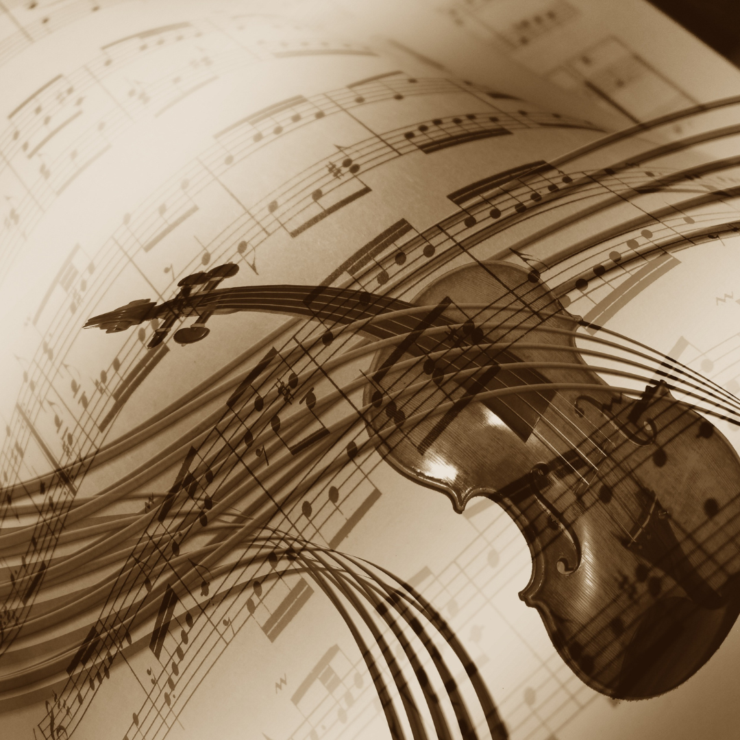 KONCERT SYLWESTROWY (2) grafika przedstawiająca nuty i skrzypce