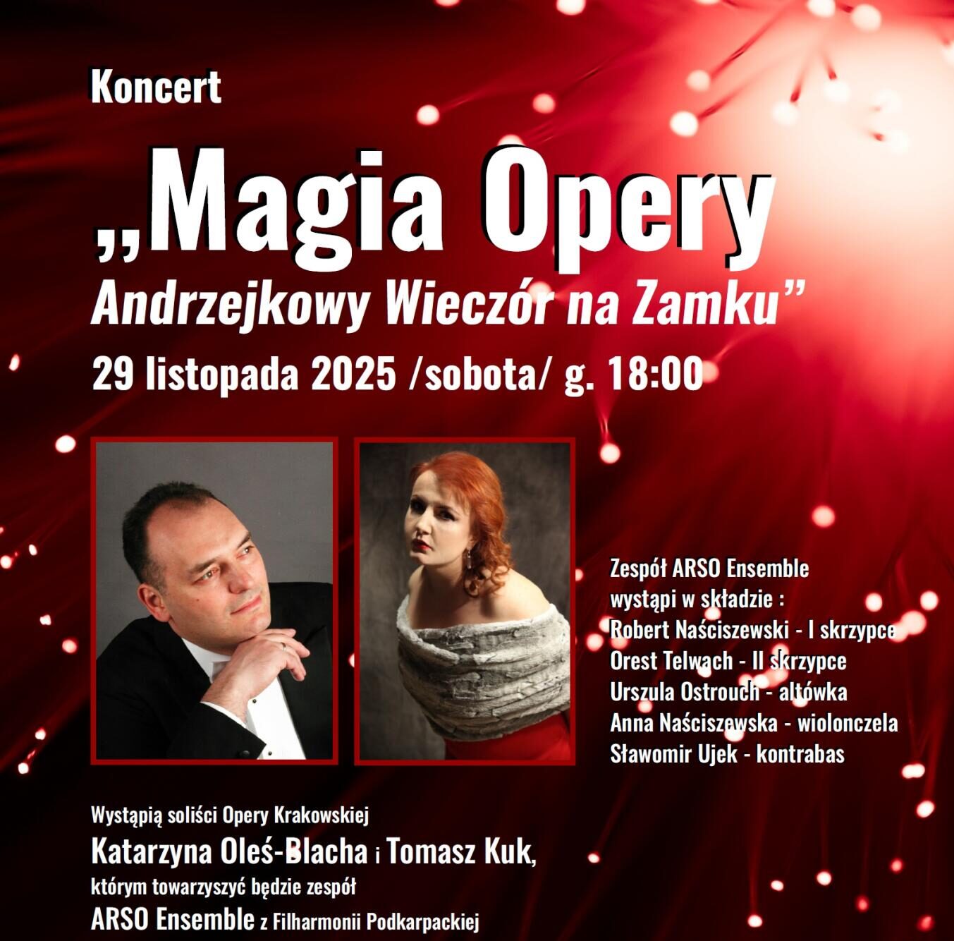 plakat andrzejki 29.11.2025 plakat promujący koncert w ramach projektu "Przestrzeń otwarta dla muzyki"