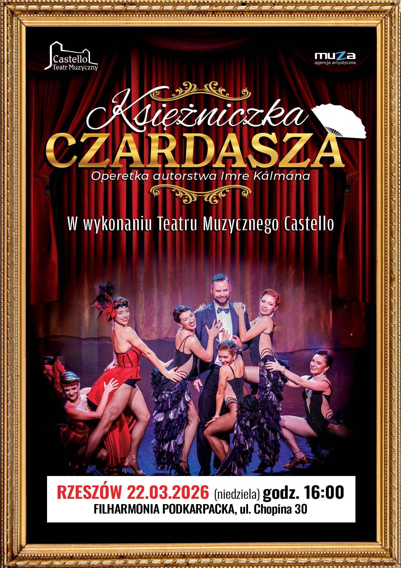 Ksieżniczka Rzeszów Po lewej stronie znajduje się grafika promująca wydarzenie zatytułowane KSIĘŻNICZKA CZARDASZA szczegóły są zawarte na stronie internetowej