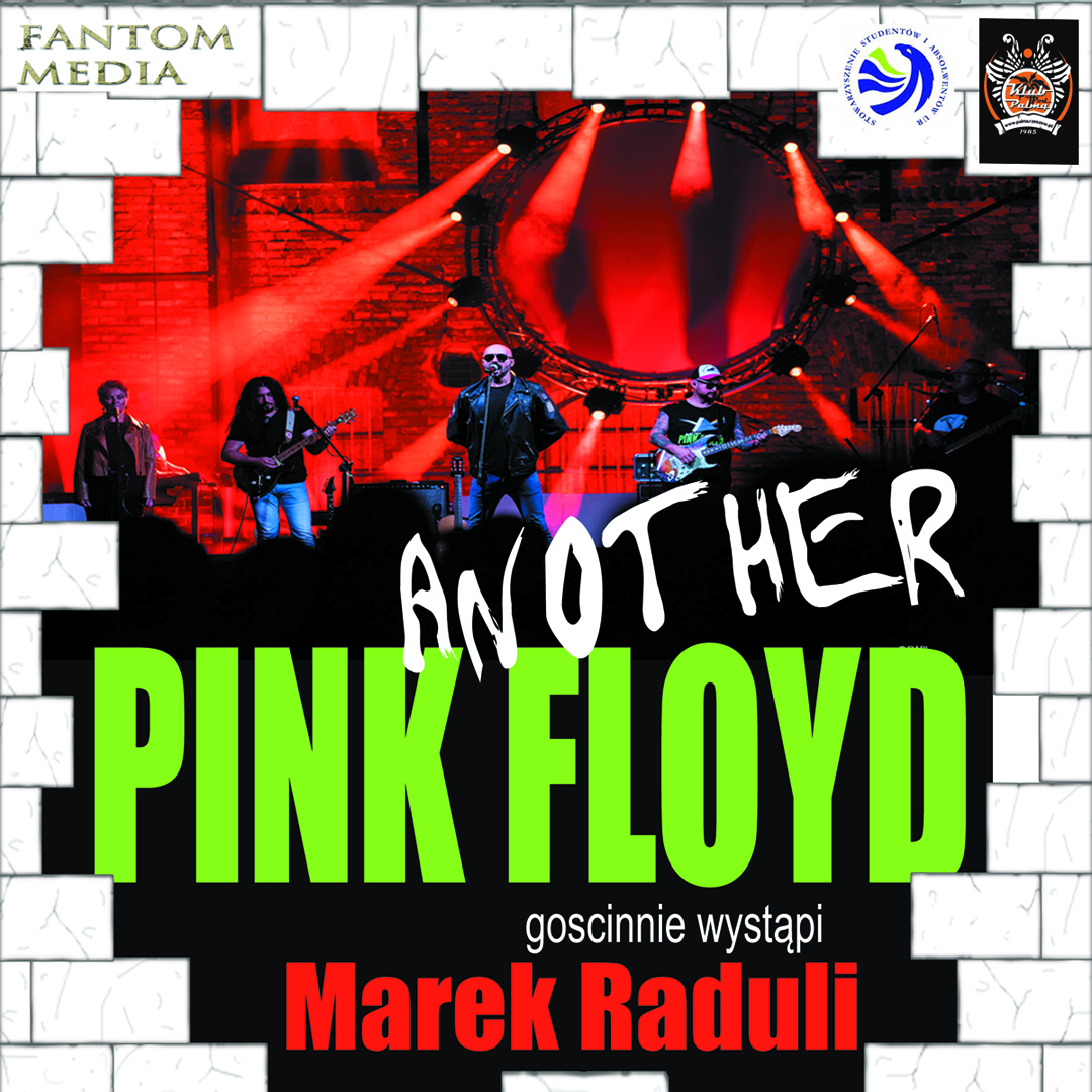 Po lewej stronie znajduje się grafika promująca wydarzenie zatytułowane ANOTHER PINK FLOYD i MAREK RADULI szczegóły są zawarte na stronie internetowej