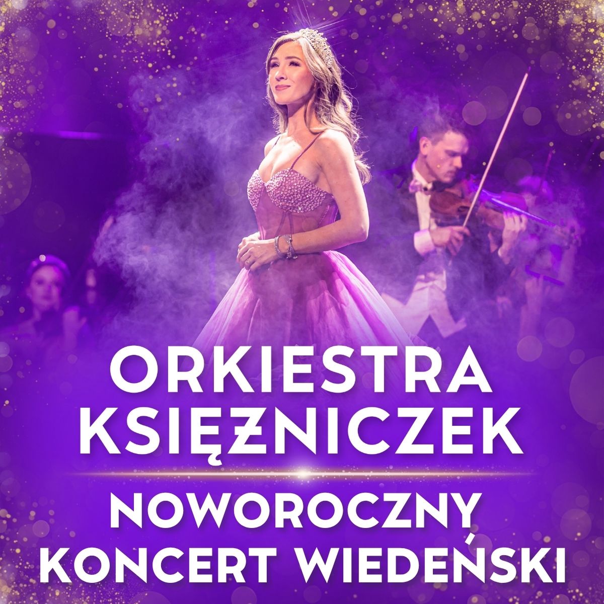 Po lewej stronie znajduje się grafika promująca wydarzenie zatytułowane Orkiestra Księżniczek - Noworoczny Koncert Wiedeński szczegóły są zawarte na stronie internetowej